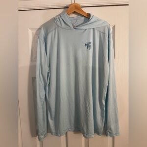 *Limited. Flood tide co. Light Blue Hooded Performance Long Sleeve Tee